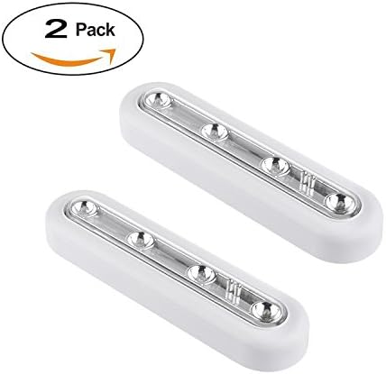 Espanolamor 4 LED Wireless Wall Light, Mini Touch Sensor Night Light, Closet Lamp Use Battery Under Cabinet Lighting for Closets, Cabinet, Attics, Garages, Storage Room, Car, Sheds(2 pcs)