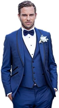 MLT Royal Blue Men Suits Shawl Lapel Wedding Groom Suits Tuxedos Formal (2XL)