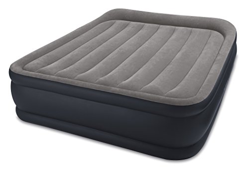 Intex Dura-Beam Standard Series Deluxe Pillow Rest Raised Airbed w/ Soft Flocked Top for Comfort, Built-in Pillow & Electric Pump, Bed Height 16.5", Queen