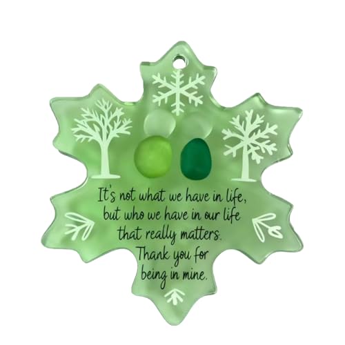Snowflake Shaped Sea Glass Thank You Keepsake Ornament Christmas Tree Hanging Ornament Hand Made Christmas Tree Pendant Unique Seas Glass Art for Friends 3.15 Inches (Snowflake-02)