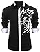 Coofandy Mens Casual Fashion Print Button Down Cotton Long Sleeve Dress Shirt, Black - Lion Head Print, XX-Large
