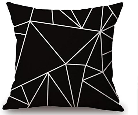 SoulSisters Living 45 x 45 cm Decorative Cushion Cover Triangle Geo Black Cotton Linen Cushion Cover Pillow