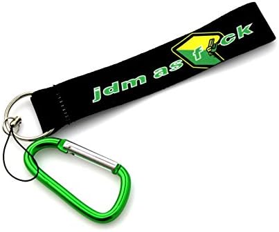 JDM AS FCK Wrist/Palm Lanyard Racing Cell Holders Keychain Carabiner - Green Hook