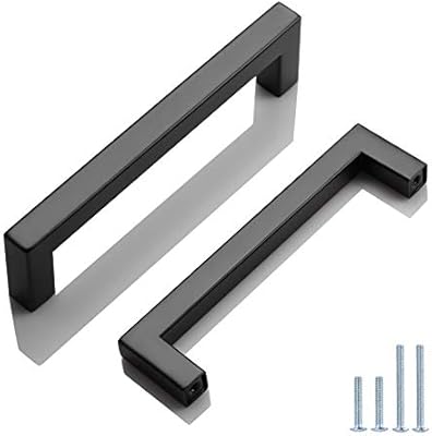 Probrico 5 Pack Stainless Steel Kitchen Cabinet Drawer Handles Black Square Bar Dresser Knobs Set Modern Furniture Hardware 5 Hole Centers 5 6 Total Length Amazon Sg Home Improvement