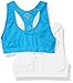 Fruit of the Loom Big Girls' Crochet Back Seamless Sport Bra 2 Pack, Island Azure/White, 32