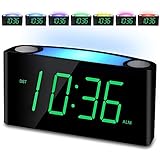 Alarm Clock, Large Number Digital LED Display with Dimmer, Night Light, USB Charger, Big Snooze, Easy to Set for Kids Seniors, Loud Bedroom Alarm Clock for Heavy Sleepers Teen, Home Office Desk Travel