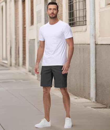JACKETOWN Men's Cotton Cargo Shorts - Summer Casual Bermuda Shorts With Elastic Waist