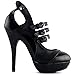 SHOW STORY Glam Mary Jane Black Vintage Stylish Cut-Out Heels for Women,LF30464BK39,8US,Black