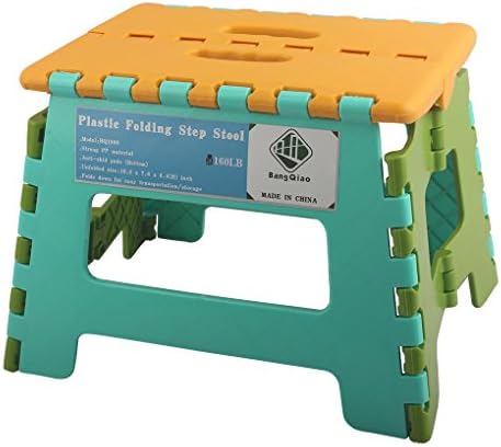 BangQiao Plastic Portable Folding Step Stool with Anti Slip Feet for Kids and Teens,8.4inch Height (Yellow,Cyan,Green)