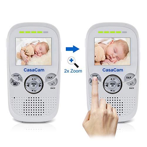 CasaCam BM100 Video Baby Monitor with Digital ClipCam, Two-Way Audio, Automatic Night Vision, Temperature Monitoring, Night Light and Lullabies