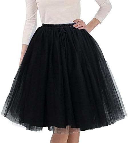 JoJoBridal Women's Tulle Tutu Ballet Multi-Layer Ruffle Crinoline Petticoat Underskirts Skirts Black S