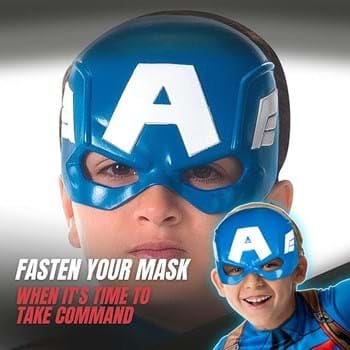 Jazwares Avengers Captain America Children's Soldier Superhero Half Mask for Kids, Standard Blue