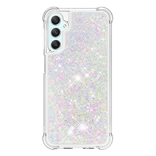 CAIYUNL for Moto G Play 2024 Case with Screen Protector, Cute Glitter Bling Liquid Floating Women Girls Phone Case Slim TPU Soft Silicone Shockproof Bumper Cover for Motorola G Play 2024 -Sliver Pink