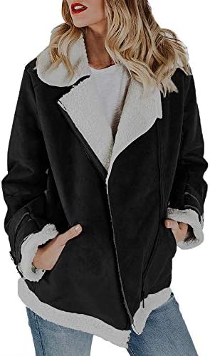 Sale Women's Coats Winter Warm KpopBaby Faux Suede Zipper Up Front Pockets Outwear Jacket