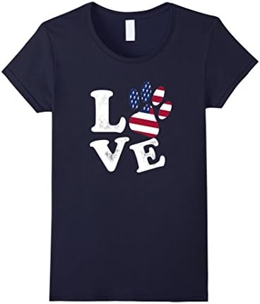 Womens I love my country and my dog t-shirt Medium Navy