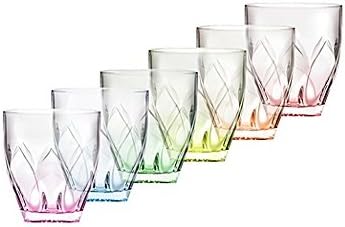 Lorren Home Trends Ninphea Double Old Fashioned Glasses in Multicolor (Set of 6)