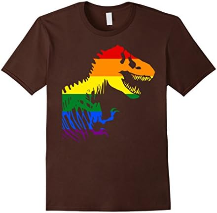 Mens Rainbow Dinosaur T Rex Shirt Medium Brown