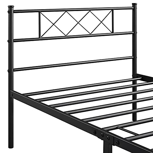 Yaheetech 13 inch Black Industrial Twin Platform Metal Bed Frame with Headboard and Footboard