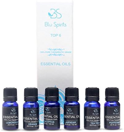 Aromatherapy Top Essential Oils Set 100% Pure &amp; Therapeutic Grade - Basic Sampler Gift Set &amp; Kit (Lavender, Tea Tree, Eucalyptus, Lemongrass, Orange, Peppermint) (6)