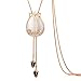 Vintage Style Long Necklace Rosegold Tone Multitier Necklace Pendant Jewelry for Women | Necklaces for Women | Flower Necklace | Pendant Necklace for Women | Women's Necklaces (Long - 32