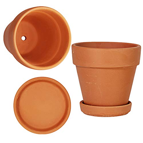 BESTTOYHOME Terra Cotta Pots with Saucer 9Pack Clay Flower Pots with