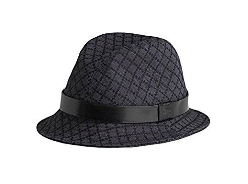 Gucci Diamante Black Charcoal Canvas Fedora Hat 200036 1160 (M)