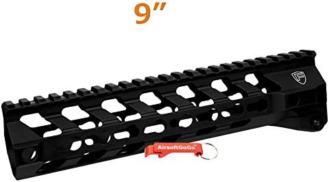 9 inch RWA Fortis SWITCH 556 Rail KeyMod System for Marui/G&P/Krytac M4 Airsoft AEG & Marui M4 MWS Airsoft GBBR (Black) - Keychain Included
