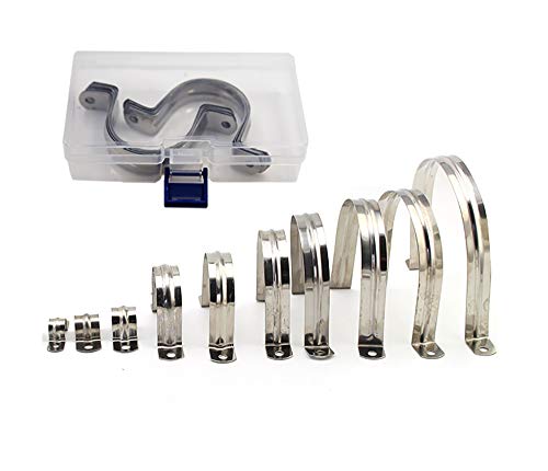 50MM 304 Stainless Steel Two Hole Tube Strap Tension Clips U-Tube Clamp Connecting Ring Hose Clamp Card 10PCS - Thumbnail 4