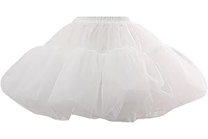 FERE8890 Women'S Petticoat 50s 4 Levels Hoopless Short Length Tulle Crinoline Underskirts Dress Bubble Skirt Above Knee