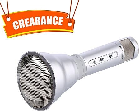 Martheroll Portable Wireless Karaoke Player KTV Handheld Microphone with Bluetooth Speaker (Silver)