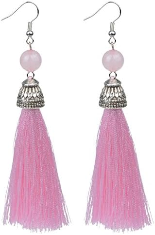 Earings Women Fashion Vintage Fringe Tassel Earrings Luxury White Long Earring Dangle Drop Earrings Women Rose Quartz