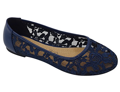 GreatonuWomen Shoes Cut Out Slip On Synthetic Lace Ballet Flats