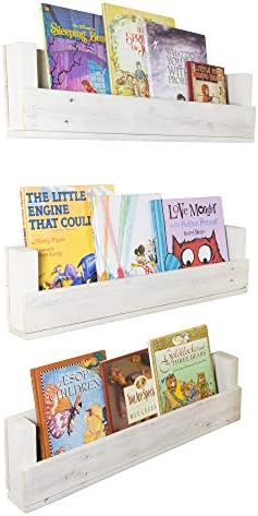 Drakestone Designs Nursery Bookshelves 28 Inch (Set of 3) | Wall Mount | Handmade Rustic Reclaimed Wood - Whitewash