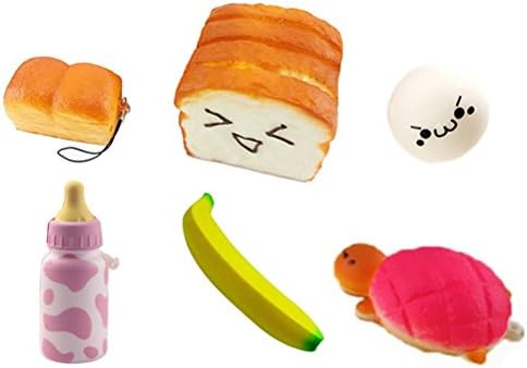 WENHAI Pack of 6Pcs 4-18 CM Slow Rising Kawaii Soft Squishy Bread Charms Squishies ,Color Randomly