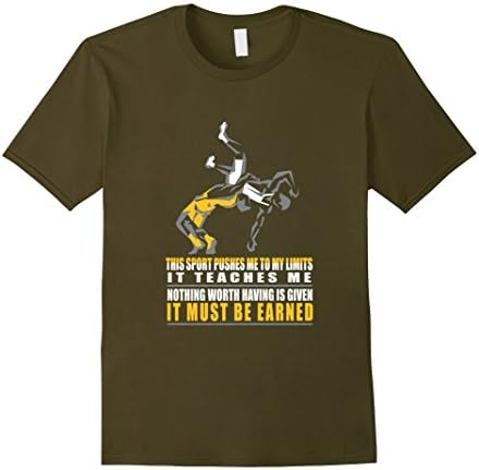 Mens IT MUST BE EARNED Wrestling T-shirt Small Olive