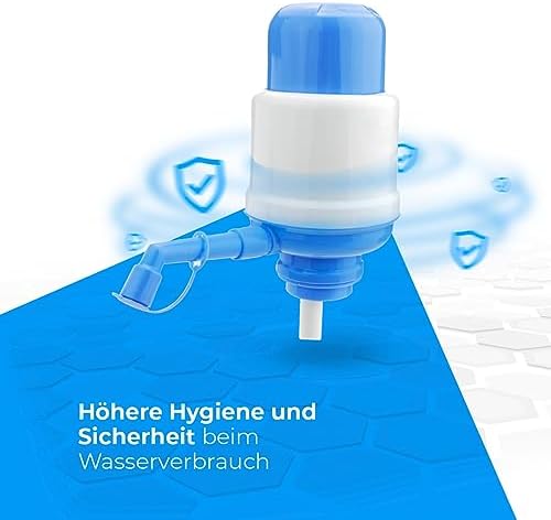 Universal Wasserspender - Manueller Dosierer für Flaschen, Fässer - Kompatibel mit Flaschen von 2,4,6,8,10 und 12L, mit Adapter von 3,8 und 4,8 cm - Weiß und Blau