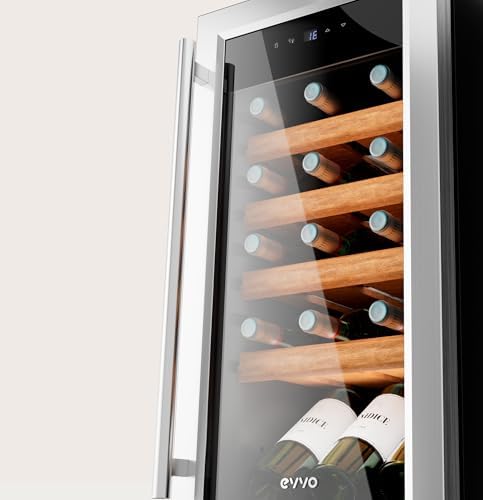 VT15 Inox Wine Cooler – Refrigerador de vinho de 15 garrafas, pequeno refrigerador de vinho em aço inoxidável, frigorífico silencioso para vinho, mini-minibar frigorífico e suporte vertical para garrafas