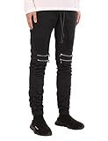 JD Apparel Men's Slim Fit Biker Jogger Pants with Shirring Detail