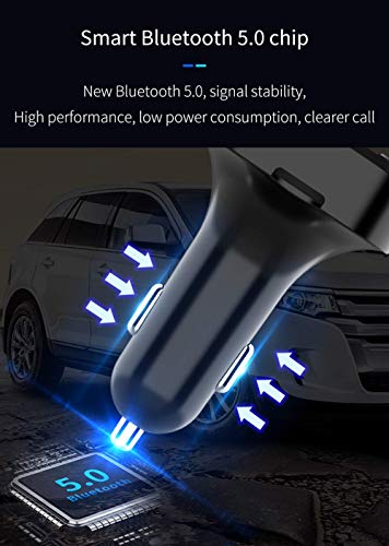 AZWang Bluetooth Fm Transmitter(Upgraded Version), Bluetooth Car Charger,Bluetooth Adapter for Car,Hands-Free Calling MP3 Car Charger with 2 USB Ports,FM Radio