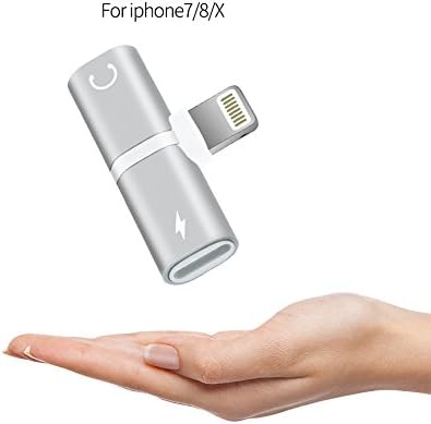 iPhone 7 Adapter Splitter,GARAS Dual Lightning Headphone Audio &amp; Charge Adapter Splitter for iPhone 7/7 Plus/8/ 8 Plus/X(Silver)