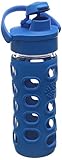 Lifefactory 12-Ounce BPA-Free Glass Water Bottle with Flip Cap and Silicone Sleeve, Ocean