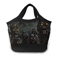 YOUNGSSDD Lunch Box Insulated Lunch Bag for Men & Women Meal Prep Lunch Tote Boxes - Dark Storm Rain Halloween Werewolf Hellhound Animals Wolf Wolves