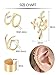 Blulu 8 Pairs Non Piercing Stainless Steel Ear Cuff Set Cartilage Cuff Clip On Earrings Fake Ear Cuff for Women (Steel and Gold)