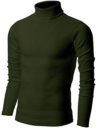 Nyfashioncity Mens Basic Ribbed Turtleneck Shirts Cotton Thermal Sweater