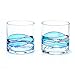 ANTONI BARCELONA Whiskey Bourbon Crystal Glasses 12Oz SET 2 Blue Line Hand Painted Mouth Blown Crystal Unique Stunning Presents for Dad Father's Men's Retirement Birthday's Scotch Old Fashioned Glass