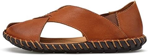 Clax Leather Sandals Men NEW Summer Shoes for Male Breathable Casual Sandals Genuine Leather Handmade Vintage Footwear Brown 9.5