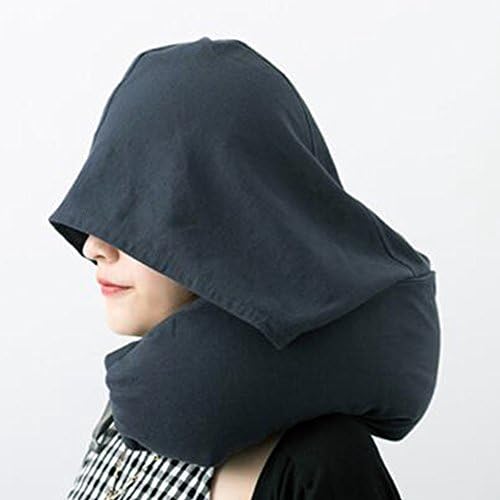 Travel Neck Pillows with Hood,U Shape Hoodie Neck Pillows Comfortable Nap Pillow for Sleeping by CLINE-Ocean Blue