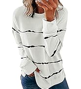 NEYOUQE Women Tie Dye Crewneck Pullover Sweatshirt Casual Color Block Loose Long Sleeve Tops
