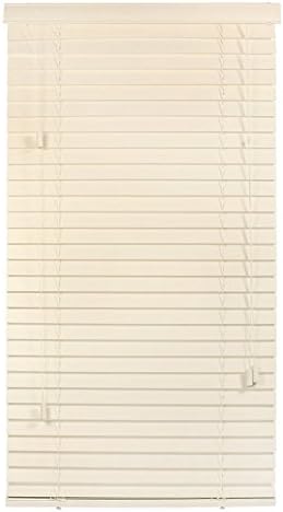 Luxr Blinds Custom-Made 100% Real Wood 2" Slats Venetian Blinds: Easy-Mount Horizontal Window Treatment with Magnetic Valences - 30.5"X64" Length Butter Cream (Off White)