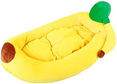 Pet Dog Cat Banana Shaped Bed Dog Soft Warm Kennel Mat House (Medium, Yellow)